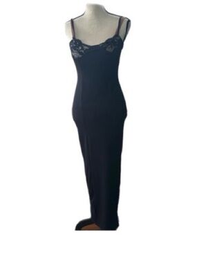 Black spaghetti straps bodycon casual summer maxi dress